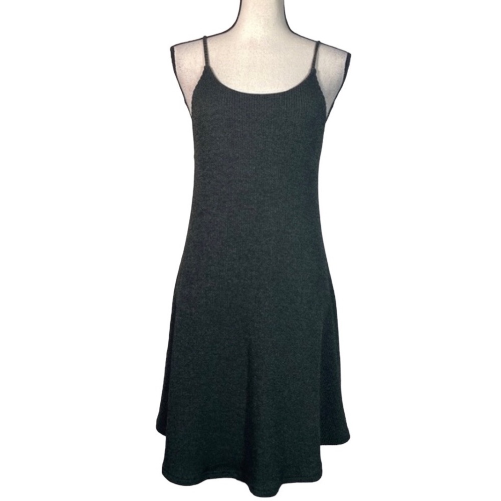 Chelsea & Violet Olive Green Spaghetti Strap Tight Knit Fit and Flare Dress S